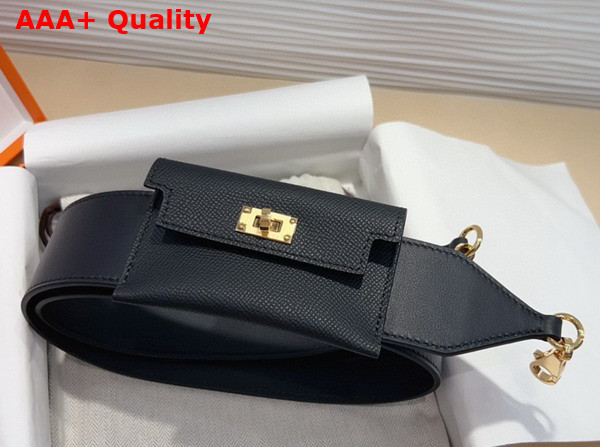 Hermes Kelly Pocket Shoulder Strap in Black Calfskin Replica
