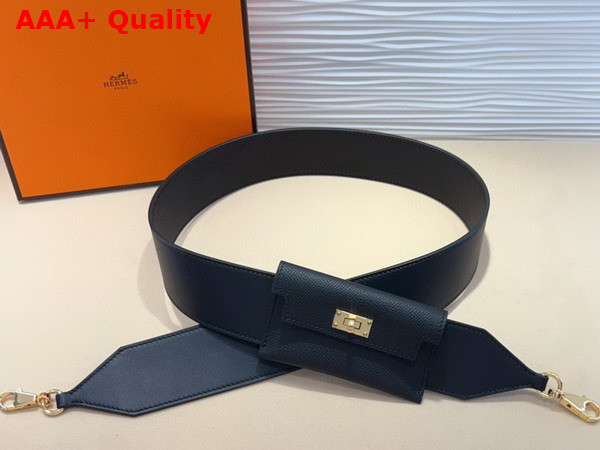 Hermes Kelly Pocket Shoulder Strap in Black Calfskin Replica