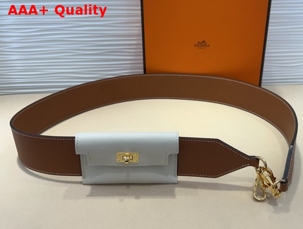 Hermes Kelly Pocket Shoulder Strap in Brown and White Calfskin Replica