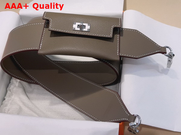 Hermes Kelly Pocket Shoulder Strap in Grey Calfskin Replica