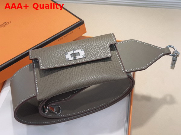 Hermes Kelly Pocket Shoulder Strap in Grey Calfskin Replica