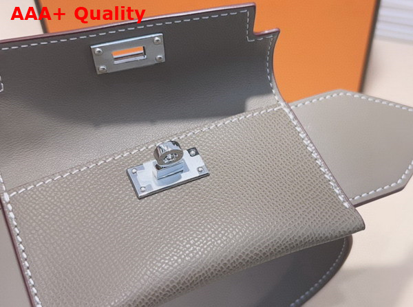Hermes Kelly Pocket Shoulder Strap in Grey Calfskin Replica