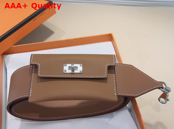Hermes Kelly Pocket Shoulder Strap in Tan Calfskin Replica