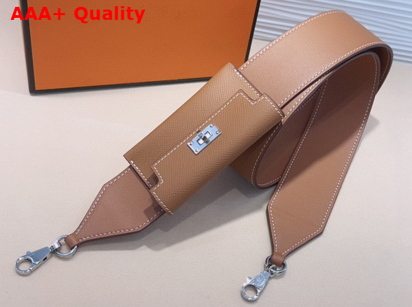 Hermes Kelly Pocket Shoulder Strap in Tan Calfskin Replica