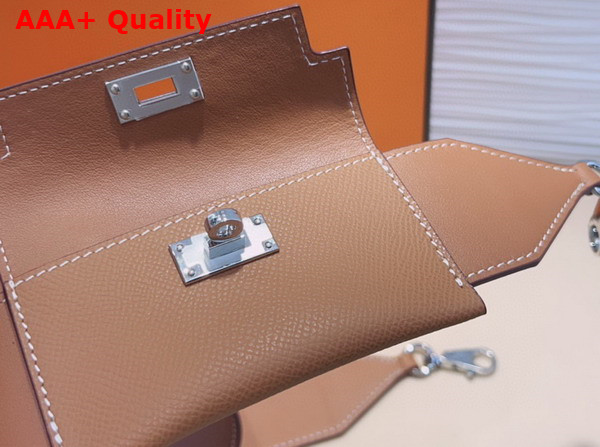 Hermes Kelly Pocket Shoulder Strap in Tan Calfskin Replica