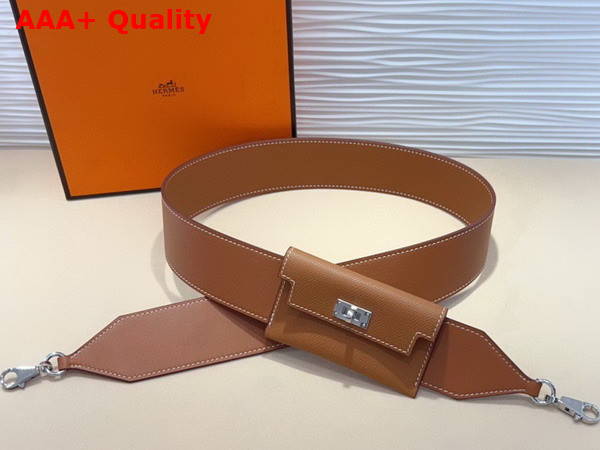 Hermes Kelly Pocket Shoulder Strap in Tan Calfskin Replica