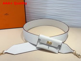 Hermes Kelly Pocket Shoulder Strap in White Calfskin Replica