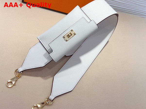 Hermes Kelly Pocket Shoulder Strap in White Calfskin Replica