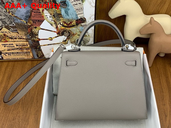 Hermes Kelly Sellier 25 Bag in Asphalt Grey Epsom Calfskin Replica