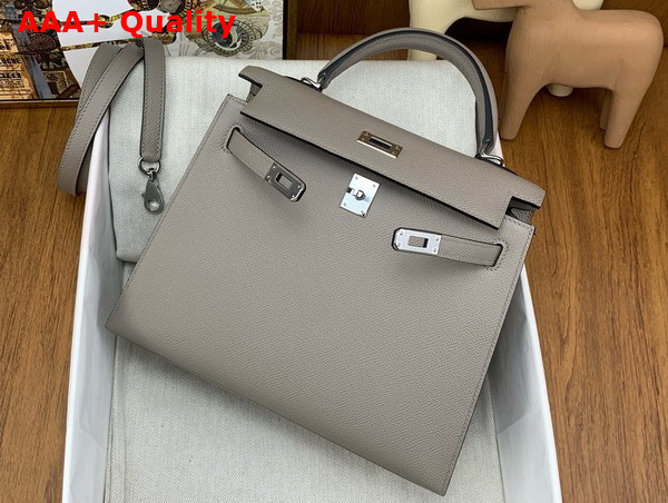 Hermes Kelly Sellier 25 Bag in Asphalt Grey Epsom Calfskin Replica