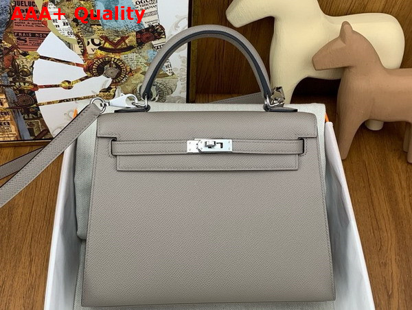 Hermes Kelly Sellier 25 Bag in Asphalt Grey Epsom Calfskin Replica
