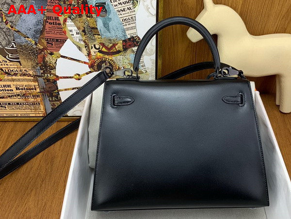 Hermes Kelly Sellier 25 Bag in Black Box Calfskin Replica