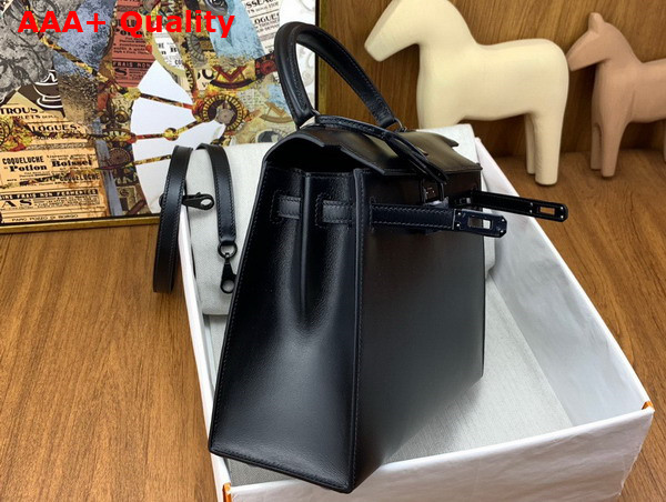 Hermes Kelly Sellier 25 Bag in Black Box Calfskin Replica