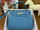 Hermes Kelly Sellier 25 Bag in Denim Blue Epsom Calfskin Replica