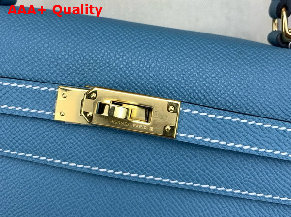 Hermes Kelly Sellier 25 Bag in Denim Blue Epsom Calfskin Replica