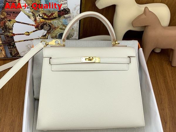Hermes Kelly Sellier 25 Bag in Milk White Epsom Calfskin Replica