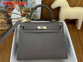 Hermes Kelly Sellier 25 in Dark Grey Epsom Calfskin Replica