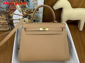 Hermes Kelly Sellier 25 in Oat Milk Epsom Calfskin Replica