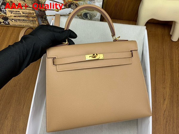 Hermes Kelly Sellier 25 in Oat Milk Epsom Calfskin Replica
