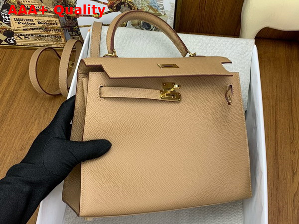 Hermes Kelly Sellier 25 in Oat Milk Epsom Calfskin Replica