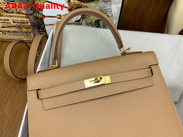 Hermes Kelly Sellier 25 in Oat Milk Epsom Calfskin Replica