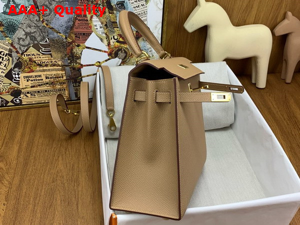 Hermes Kelly Sellier 25 in Oat Milk Epsom Calfskin Replica