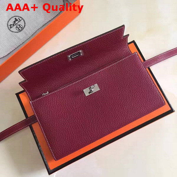 Hermes Kelly Wallet Burgundy Togo Leather Replica
