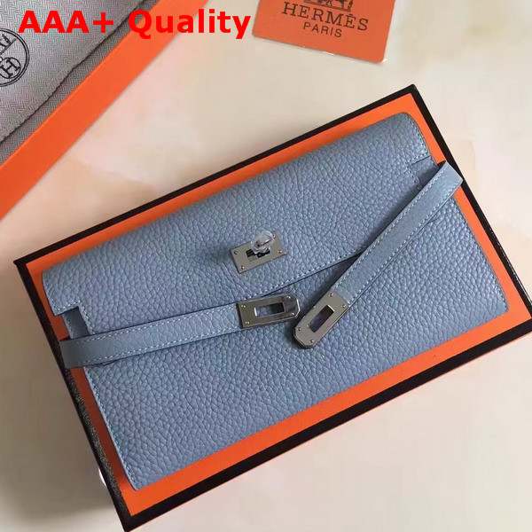 Hermes Kelly Wallet Light Blue Togo Leather Replica
