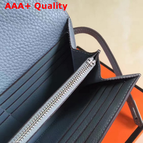 Hermes Kelly Wallet Light Blue Togo Leather Replica
