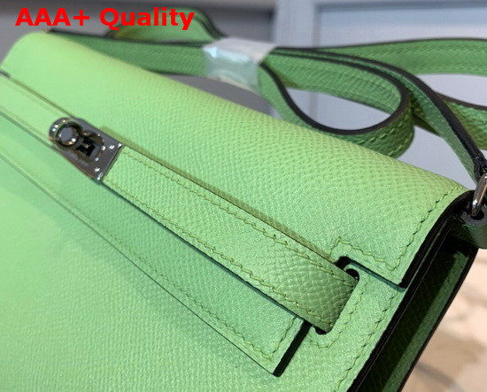 Hermes Kelly Wallet To Go Green Epsom Calfskin Silver Hardware Replica