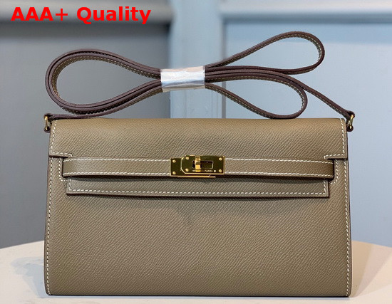 Hermes Kelly Wallet To Go Grey Epsom Calfskin Gold Hardware Replica