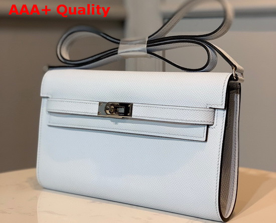 Hermes Kelly Wallet To Go Light Blue Epsom Calfskin Silver Hardware Replica