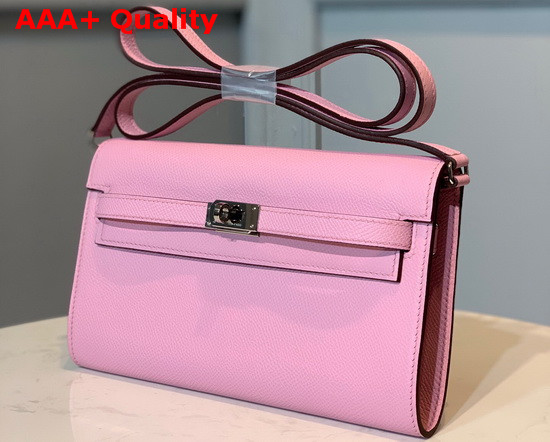 Hermes Kelly Wallet To Go Pink Epsom Calfskin Silver Hardware Replica