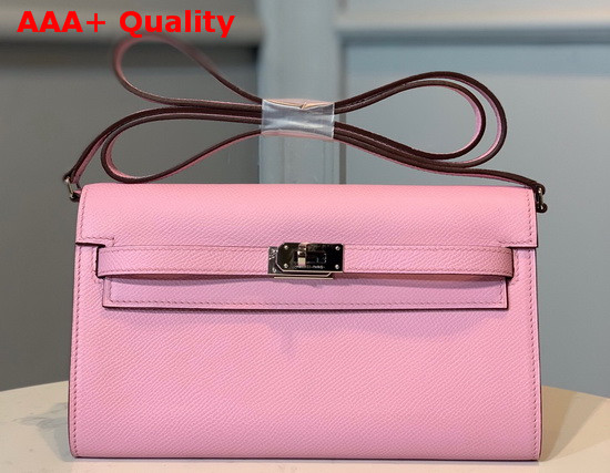 Hermes Kelly Wallet To Go Pink Epsom Calfskin Silver Hardware Replica