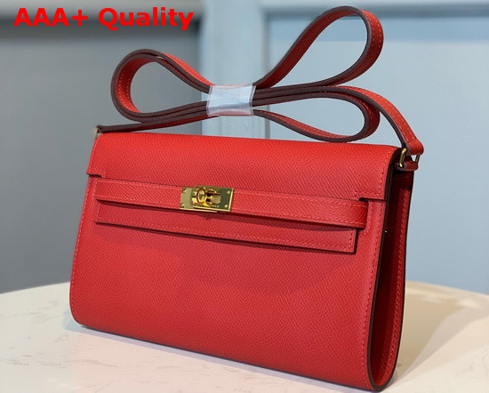 Hermes Kelly Wallet To Go Red Epsom Calfskin Gold Hardware Replica