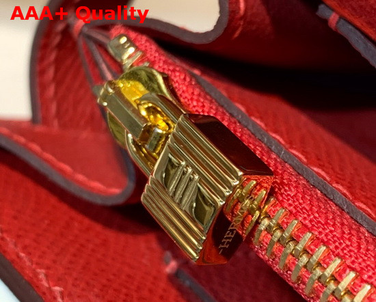 Hermes Kelly Wallet To Go Red Epsom Calfskin Gold Hardware Replica