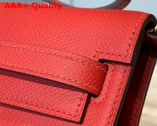 Hermes Kelly Wallet To Go Red Epsom Calfskin Gold Hardware Replica