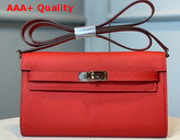 Hermes Kelly Wallet To Go Red Epsom Calfskin Silver Hardware Replica