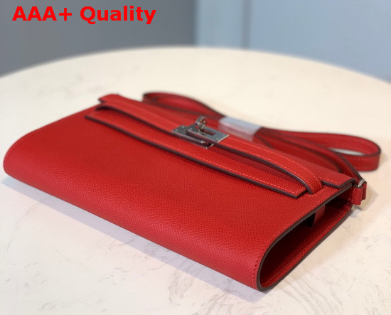 Hermes Kelly Wallet To Go Red Epsom Calfskin Silver Hardware Replica