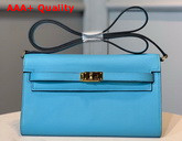 Hermes Kelly Wallet To Go Sky Blue Epsom Calfskin Gold Hardware Replica