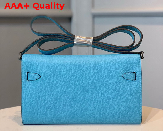 Hermes Kelly Wallet To Go Sky Blue Epsom Calfskin Silver Hardware Replica