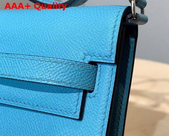 Hermes Kelly Wallet To Go Sky Blue Epsom Calfskin Silver Hardware Replica