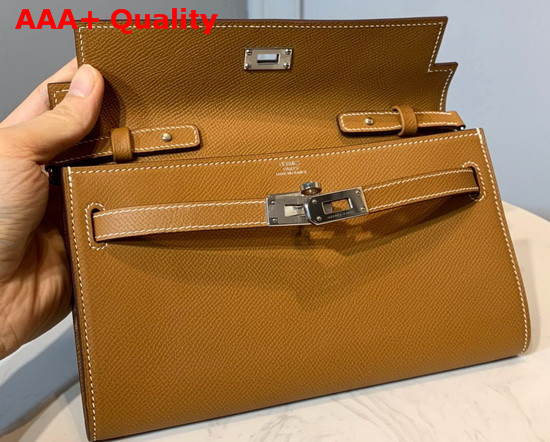 Hermes Kelly Wallet To Go Tan Epsom Calfskin Silver Hardware Replica