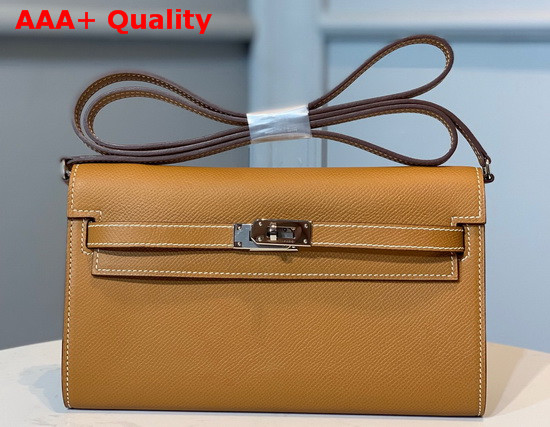 Hermes Kelly Wallet To Go Tan Epsom Calfskin Silver Hardware Replica
