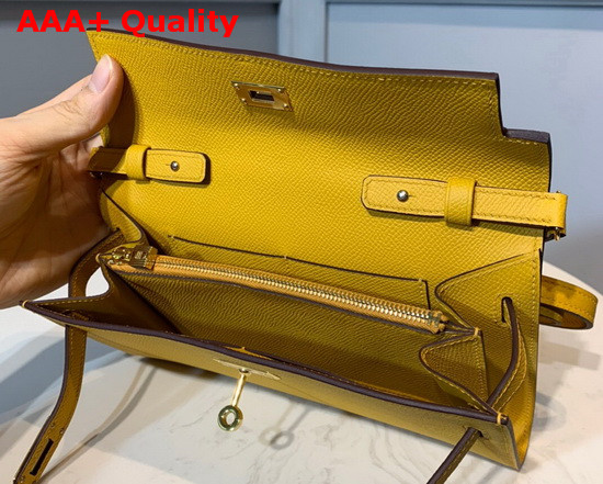 Hermes Kelly Wallet To Go Yellow Epsom Calfskin Gold Hardware Replica