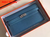 Hermes Kelly Wallet in Blue Togo Leather Replica