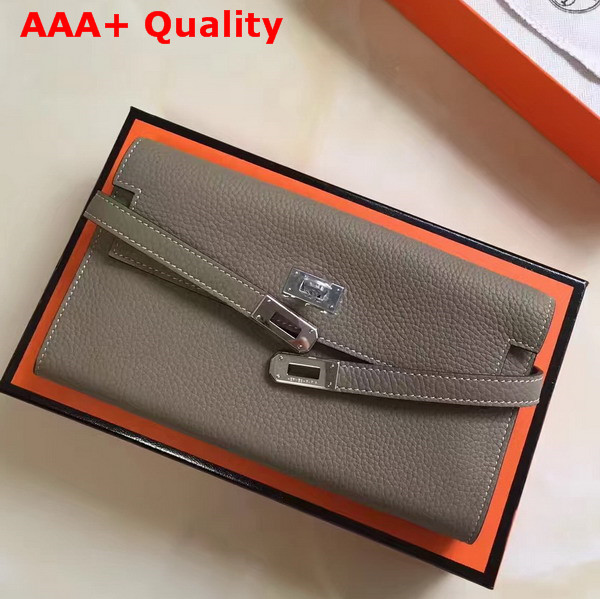 Hermes Kelly Wallet in Grey Togo Leather Replica