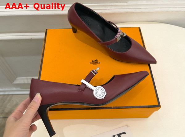 Hermes Kiara 60 Pump in Rouge H Nappa Leather Replica