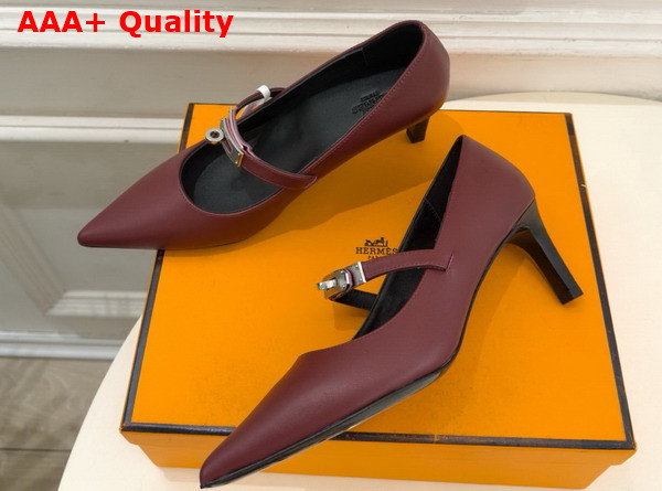 Hermes Kiara 60 Pump in Rouge H Nappa Leather Replica