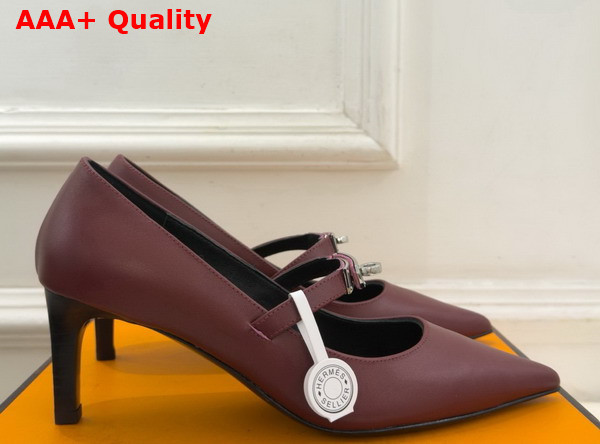 Hermes Kiara 60 Pump in Rouge H Nappa Leather Replica